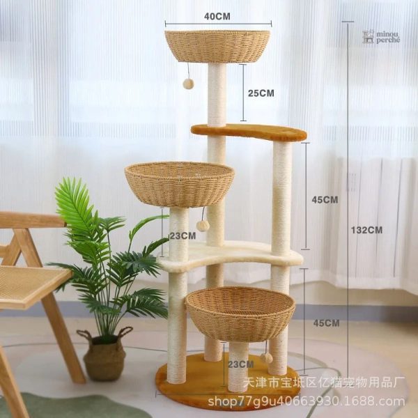 Arbre à chat moderne en bois naturel