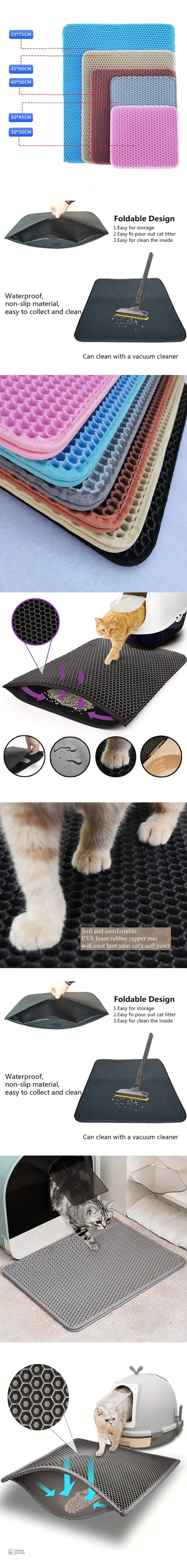 Tapis de litière antidérapant, idéal pour tous les chats