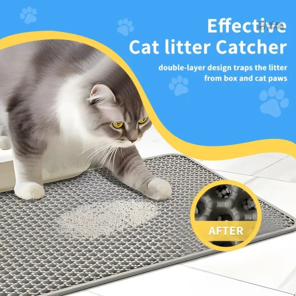 Tapis alvéolé pour litière de chat, double couche