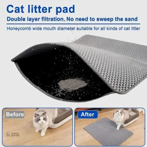 Tapis de litière double couche pour chats