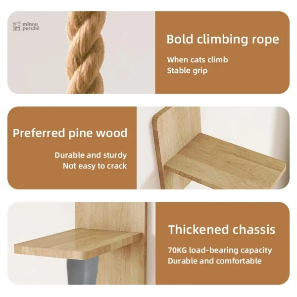 Corde d'escalade pour chats, design mural