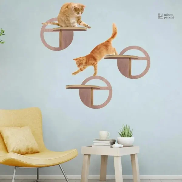 Arbre à chat design mural en bois pour chats