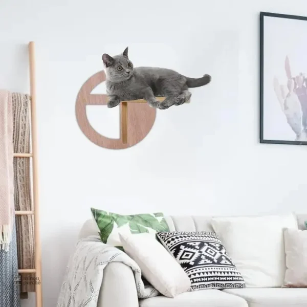 Arbre à chat mural en bois - esthétique moderne