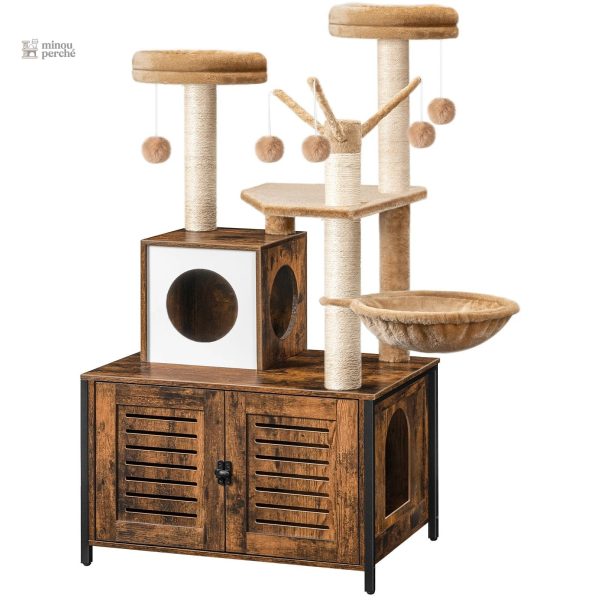 Arbre à Chat Bois LuxeNest avec Bac à Litière - vue 2