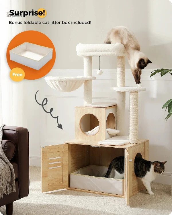 Arbre à chat bois, parfait pour les chats et les intérieurs